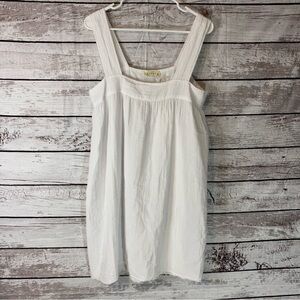 Stark x White Gauze Square Neck Raw Hem Tunic Mini Dress 100% Cotton